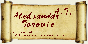 Aleksandar Torović vizit kartica